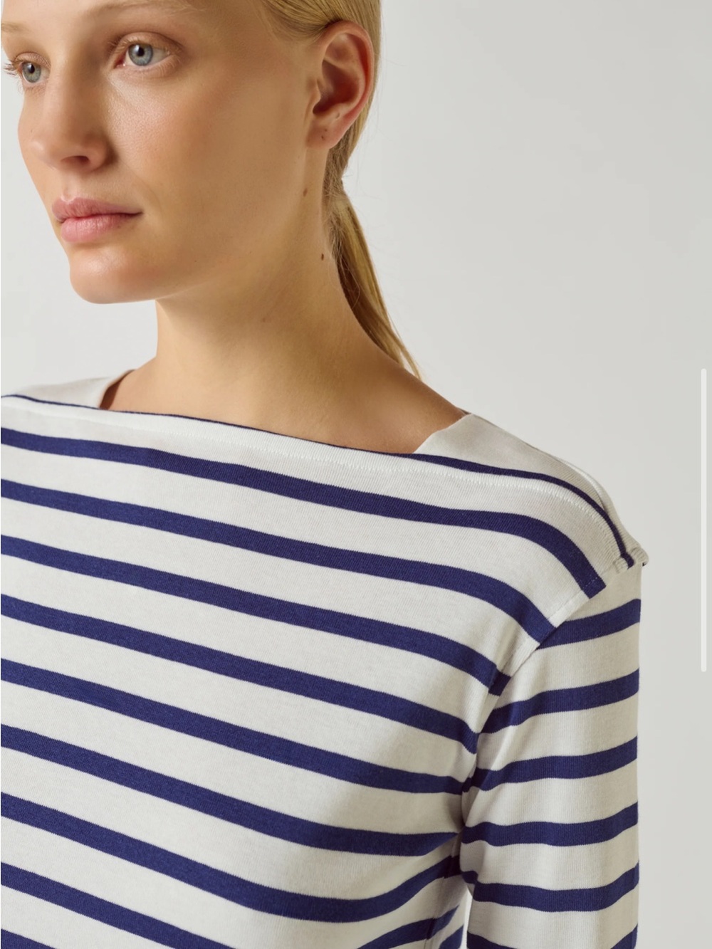 Soeur Paris Katy Navy Blue White Breton Stripe Cotton Long Sleeve Shirt EU36/US4 - Picture 2 of 12